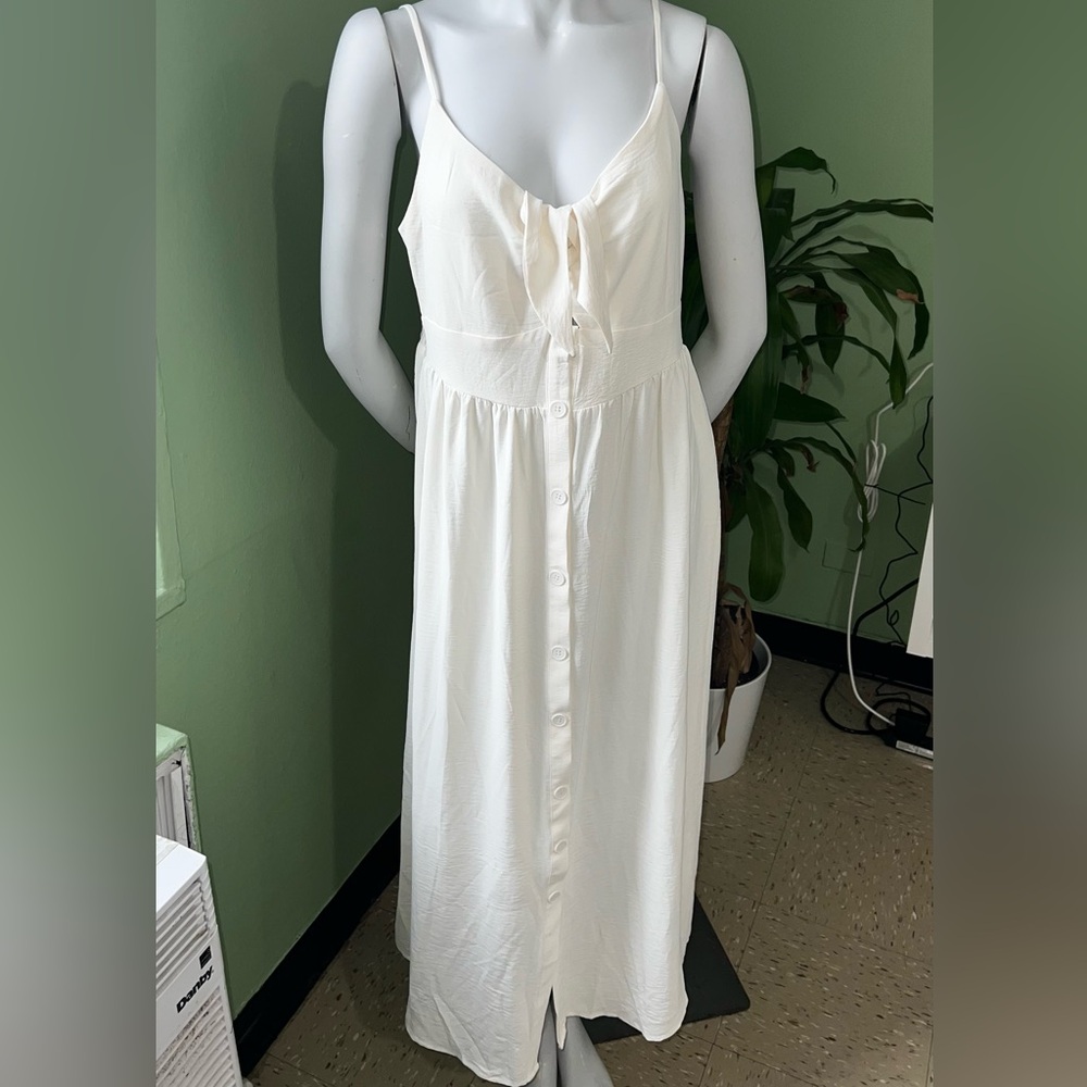 Fashion Nova Ivory Button-Down Midi Dress - Picture 1 of 4